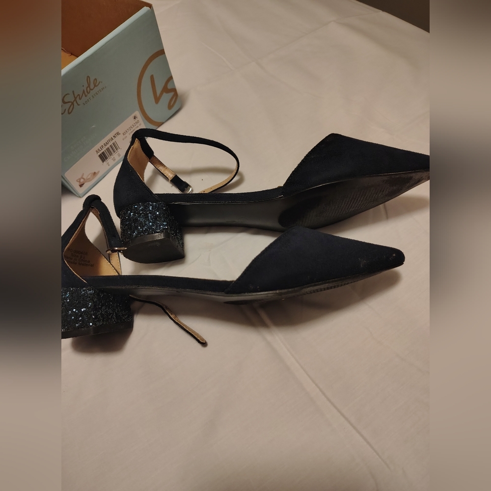 Life Stride Black Glitter Block Heels
